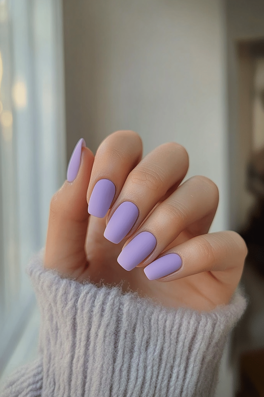 15. Muted Lavender Matte (Minimalistic Nail Design Ideas) - Minimalistic Nail Design Ideas
