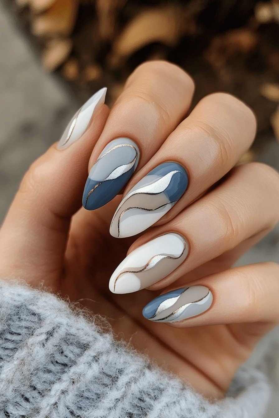 16. Negative Space Waves (Minimalistic Nail Design Ideas) - Minimalistic Nail Design Ideas