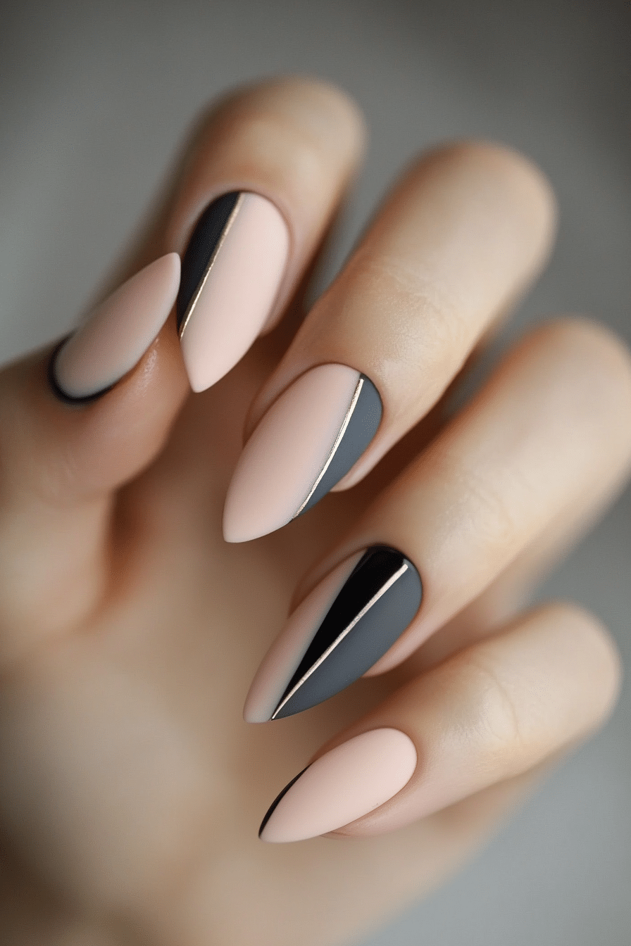 21. Matte Charcoal Accents (Minimalistic Nail Design Ideas) - Minimalistic Nail Design Ideas
