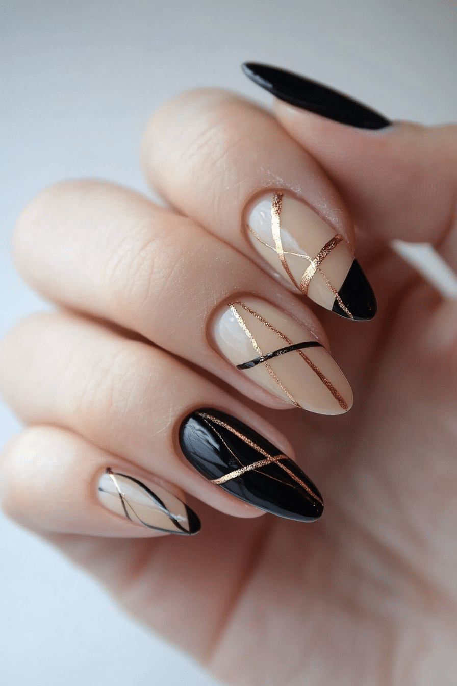 22. Dainty Geometric Hints (Minimalistic Nail Design Ideas) - Minimalistic Nail Design Ideas