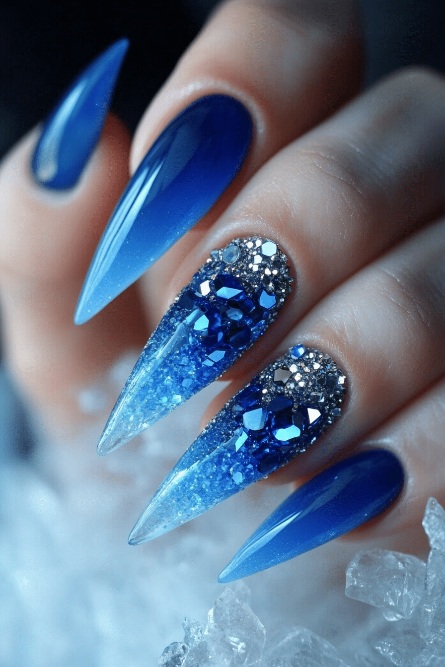 7. Blue Quartz Crystals (Blue Nail Design Ideas) - Blue Nail Design Ideas