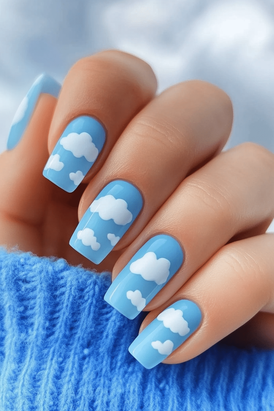 8. Pastel Sky Dream (Blue Nail Design Ideas) - Blue Nail Design Ideas