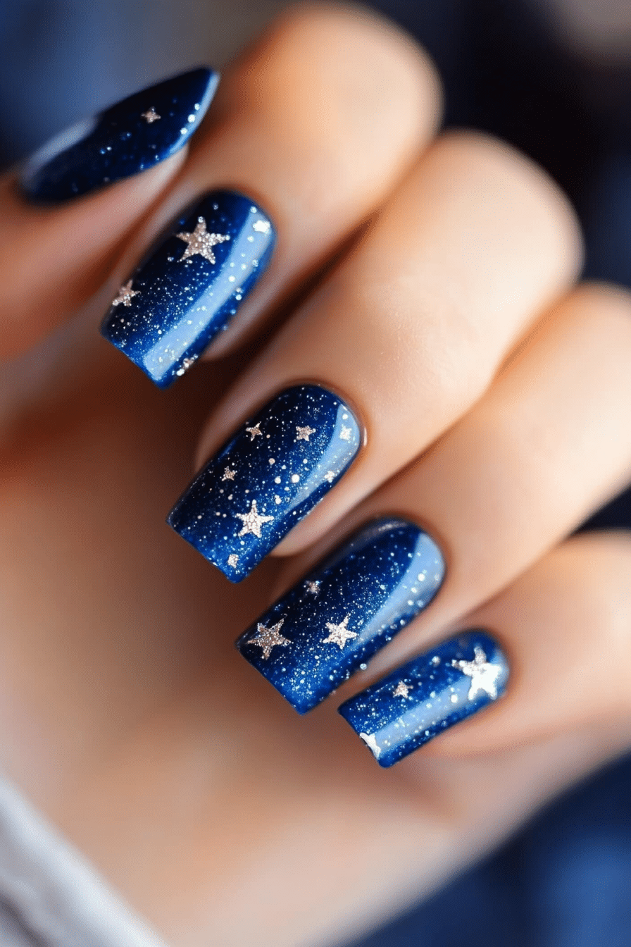 13. Celestial Glow (Blue Nail Design Ideas) - Blue Nail Design Ideas