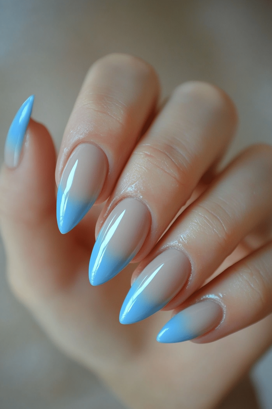 17. Skyline French Twist (Blue Nail Design Ideas) - Blue Nail Design Ideas
