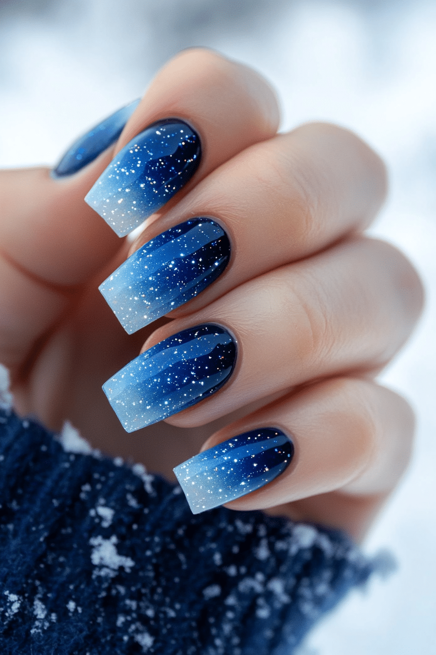23. Starry Sapphire Gradient (Blue Nail Design Ideas) - Blue Nail Design Ideas
