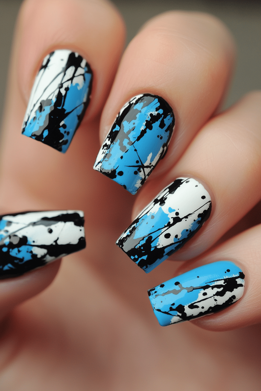 25. Electric Blue Graffiti (Blue Nail Design Ideas) - Blue Nail Design Ideas