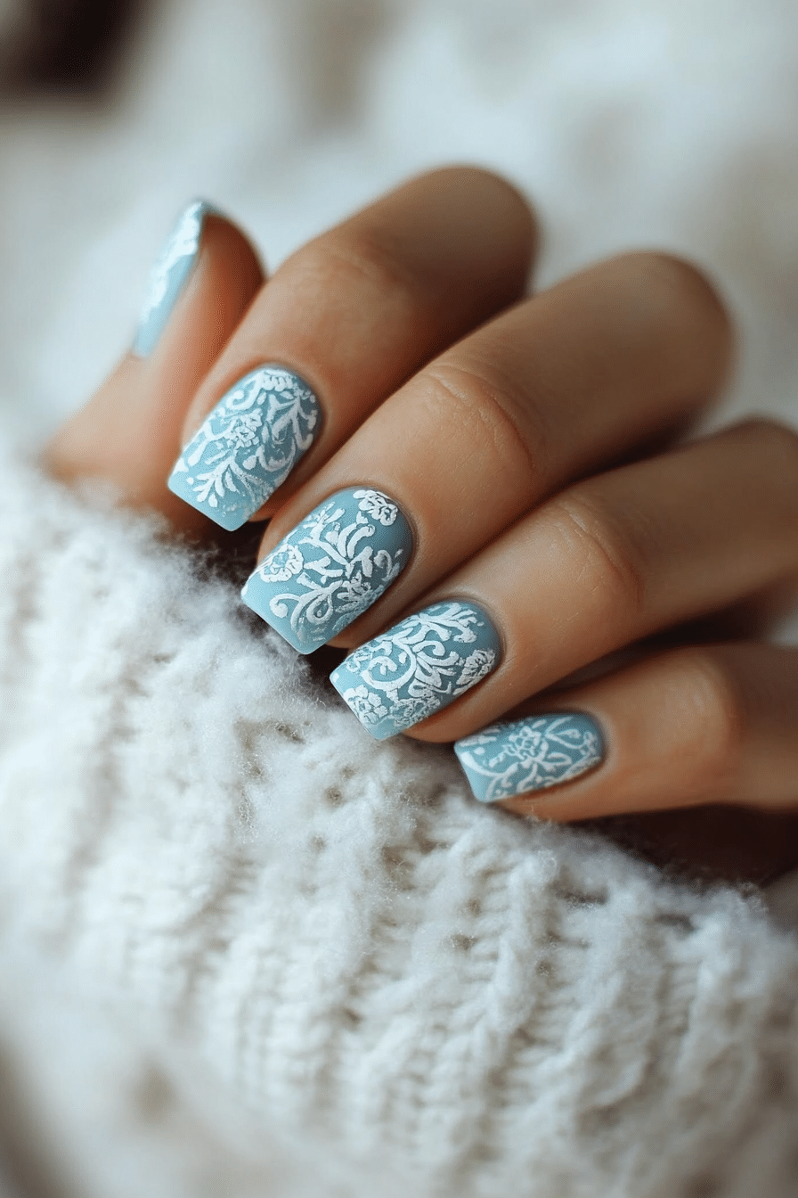 26. Blue Lace Elegance (Blue Nail Design Ideas) - Blue Nail Design Ideas