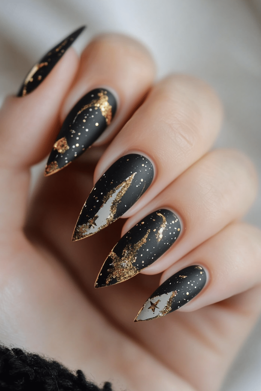 3. Eclipse Gold Foil Accents (Nail Design Ideas With Gold) - Nail Design Ideas With Gold