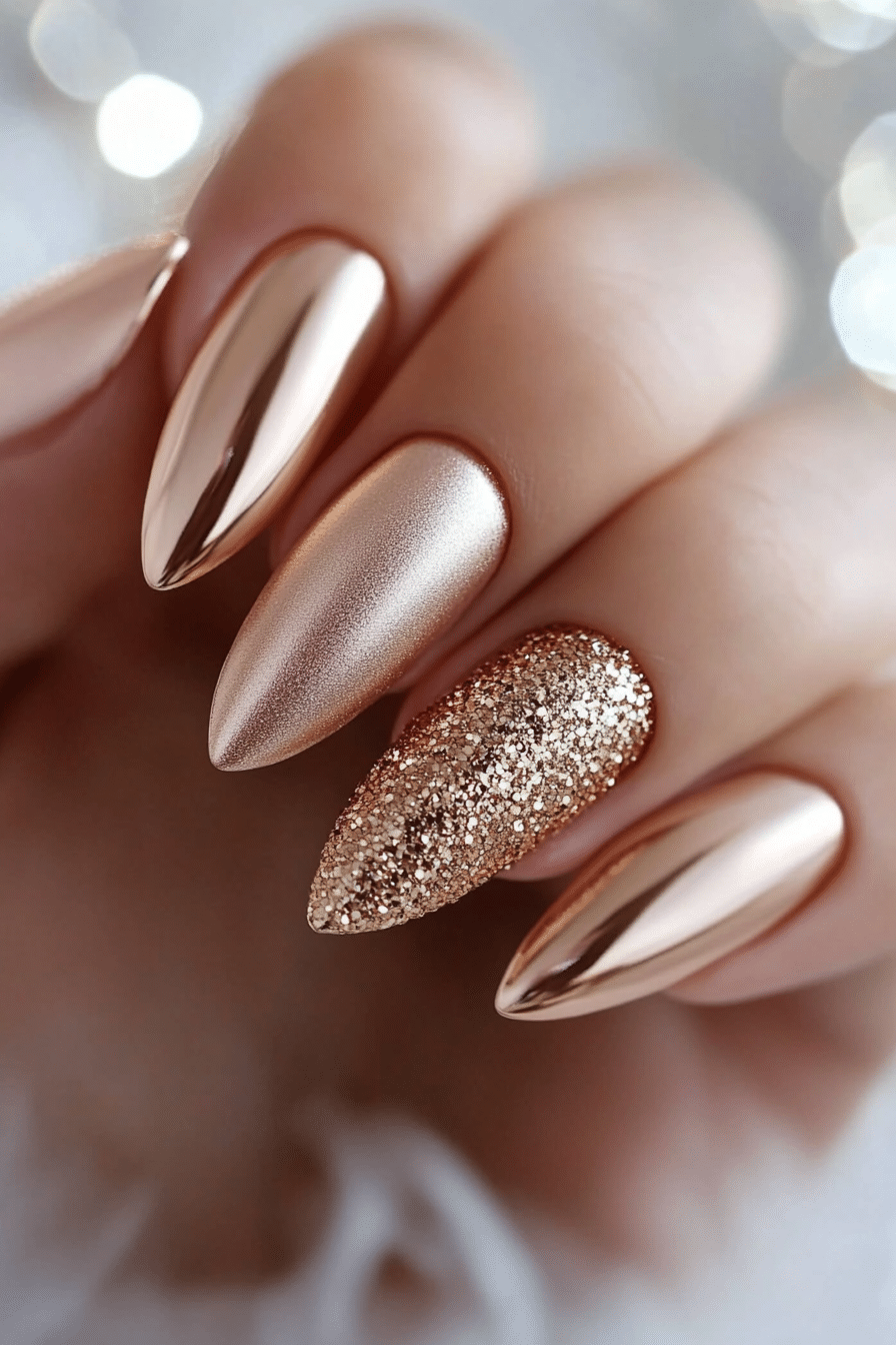 4. Rose Gold Velvet (Nail Design Ideas With Gold) - Nail Design Ideas With Gold
