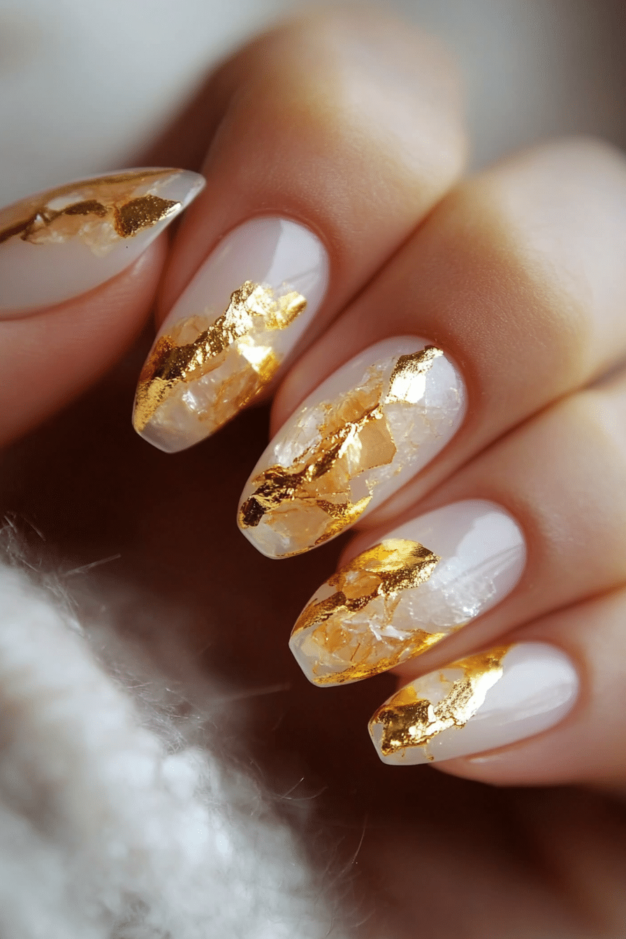 12. Citrine Quartz Gold Veins (Nail Design Ideas With Gold) - Nail Design Ideas With Gold