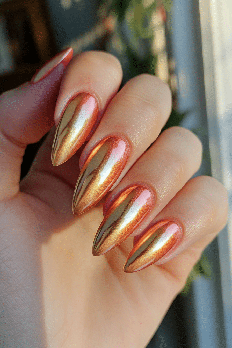 20. Sunset Glow Gold Ombré (Nail Design Ideas With Gold) - Nail Design Ideas With Gold