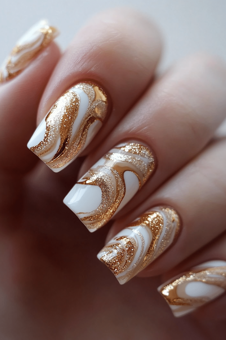 22. Golden Sand Dunes (Nail Design Ideas With Gold) - Nail Design Ideas With Gold