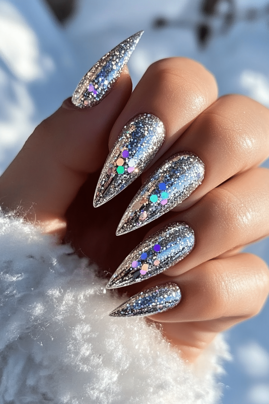 8. Silver Mirage Holographic Nails (Bling Nail Design Ideas) - Bling Nail Design Ideas