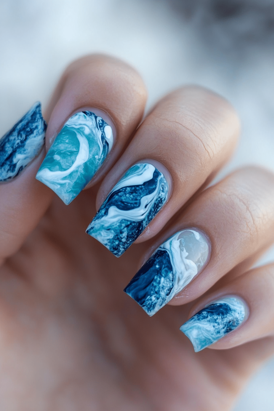 20. Ocean Wave Serenity (Easy Nail Design Ideas) - Easy Nail Design Ideas