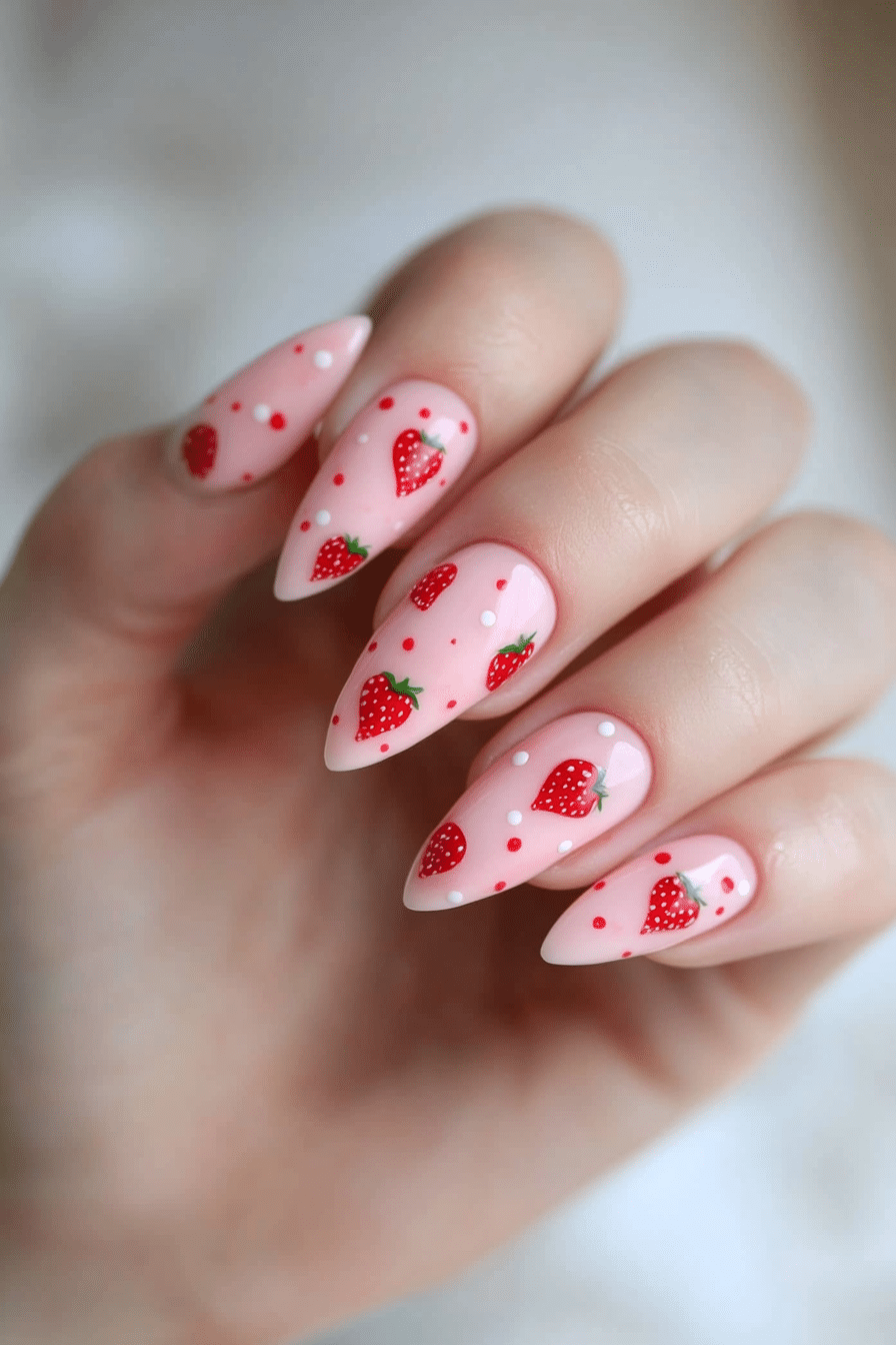 21. Strawberry Milkshake (Easy Nail Design Ideas) - Easy Nail Design Ideas