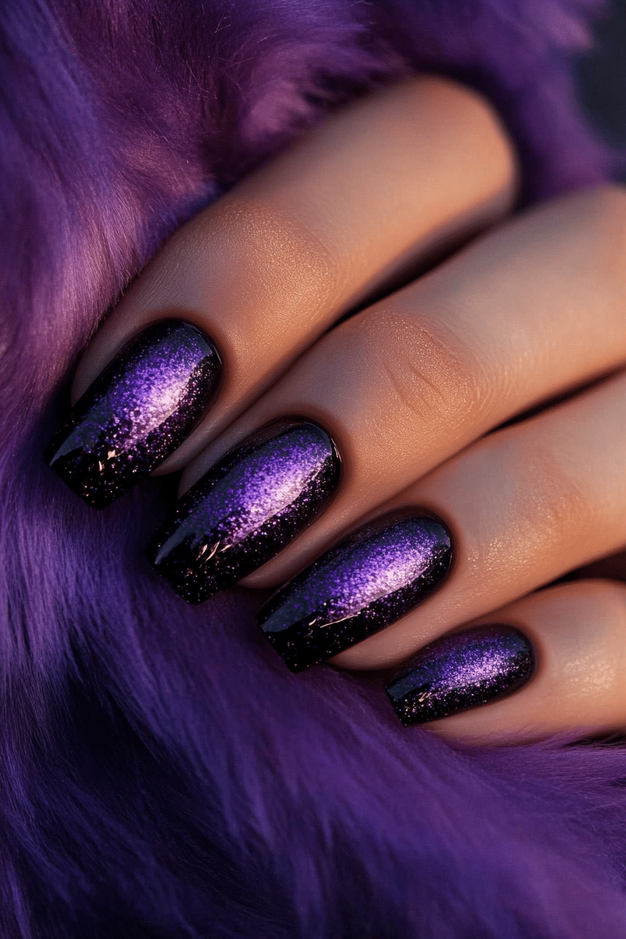 22. Violet Shimmer Dust (Easy Nail Design Ideas) - Easy Nail Design Ideas