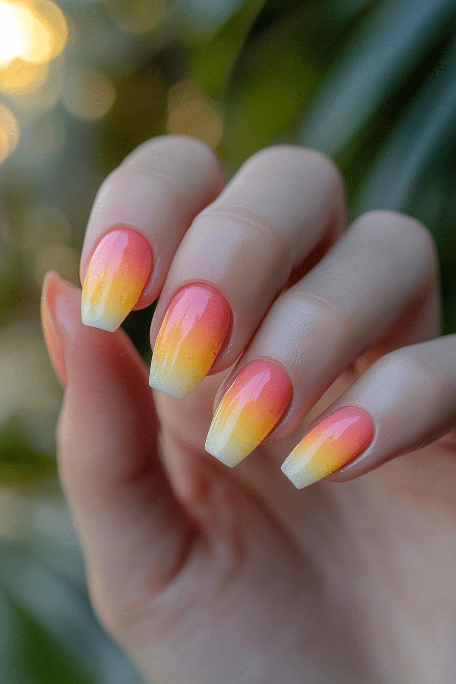 7. Sunset Skies (First Day Of School Nail Design Ideas) - First Day Of School Nail Design Ideas