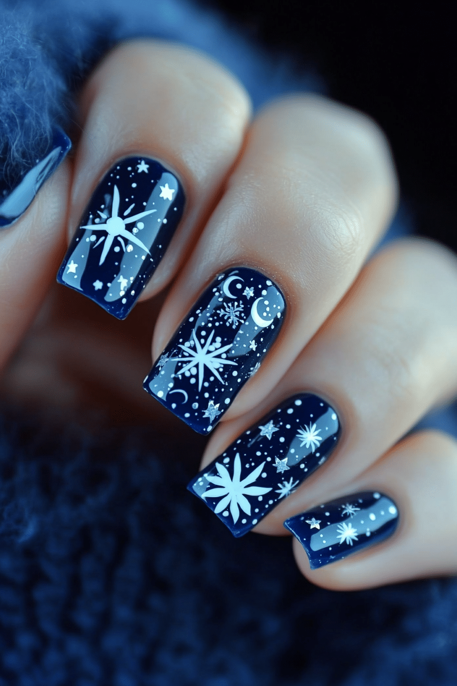 9. Galaxy Glow (First Day Of School Nail Design Ideas) - First Day Of School Nail Design Ideas