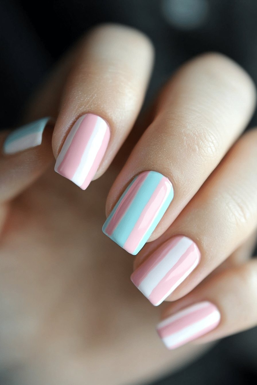 14. Candy Stripes (First Day Of School Nail Design Ideas) - First Day Of School Nail Design Ideas