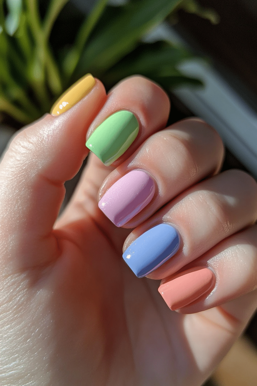 22. Muted Rainbow (First Day Of School Nail Design Ideas) - First Day Of School Nail Design Ideas