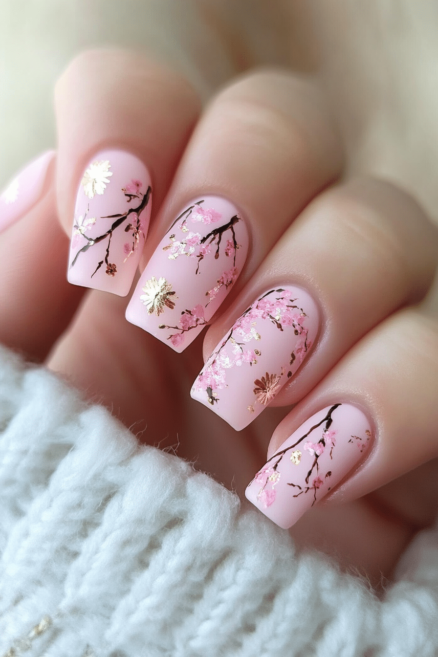 23. Cherry Blossom Bliss (First Day Of School Nail Design Ideas) - First Day Of School Nail Design Ideas