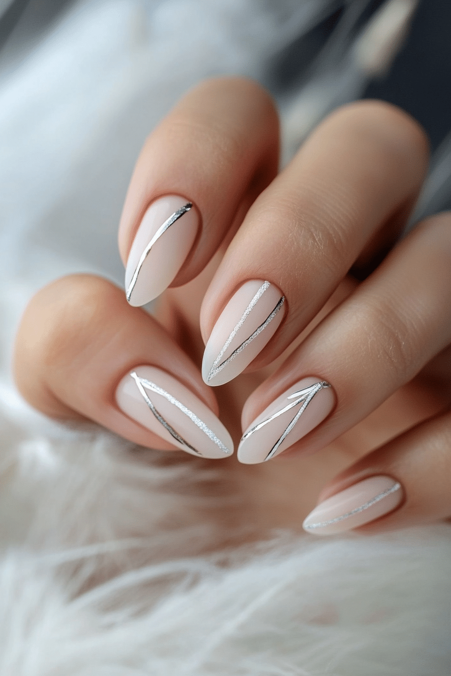 26. Sleek Silver Lines (First Day Of School Nail Design Ideas) - First Day Of School Nail Design Ideas