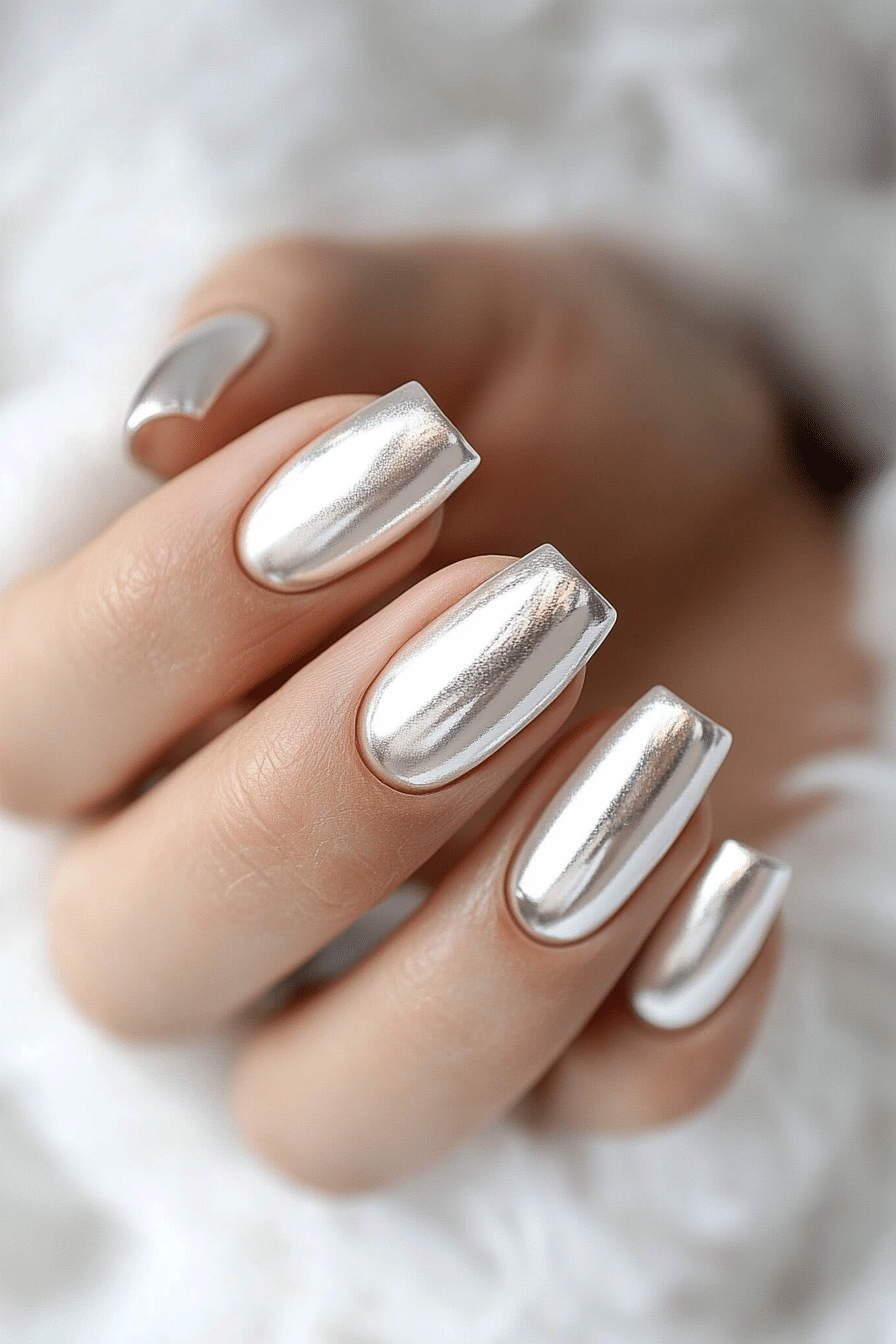 6. Silver Mist Glam (Nail Design Ideas For Women Over 60) - Nail Design Ideas For Women Over 60