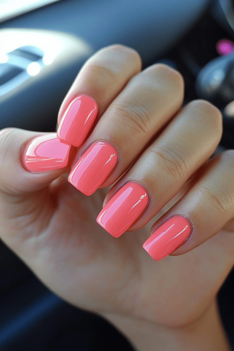 16. Sunset Coral Beauty (Nail Design Ideas For Women Over 60) - Nail Design Ideas For Women Over 60