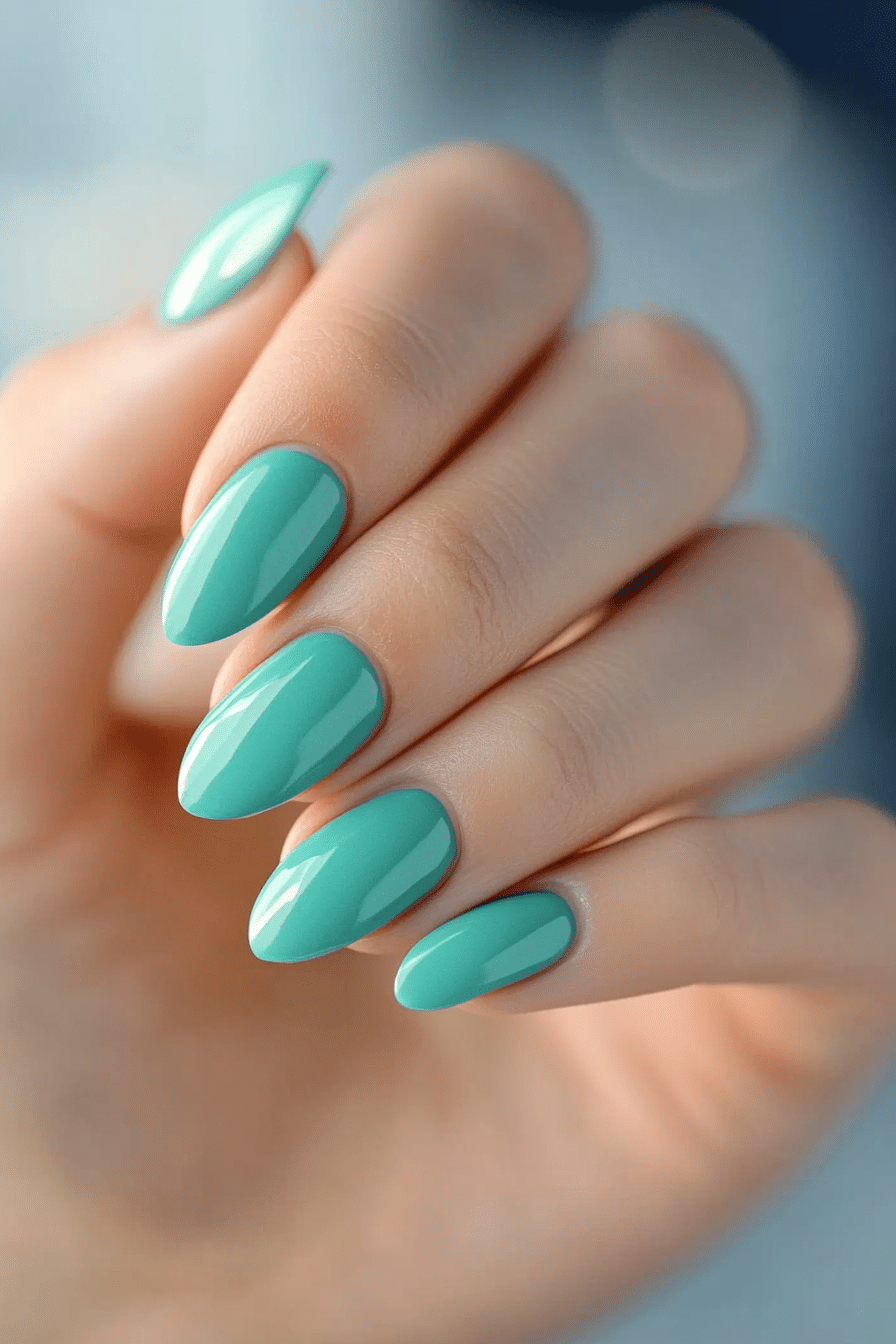 17. Ocean Teal Charm (Nail Design Ideas For Women Over 60) - Nail Design Ideas For Women Over 60