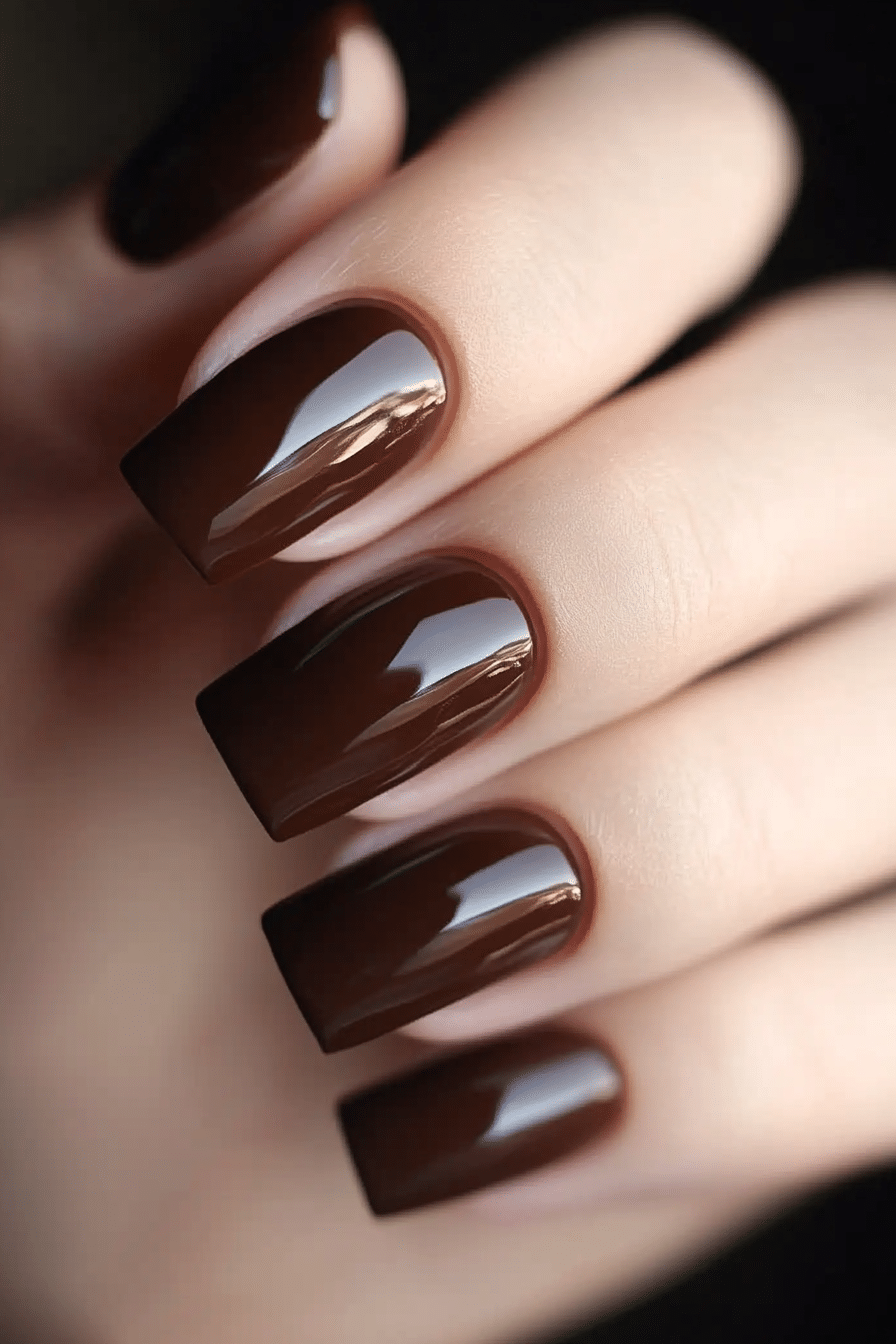 19. Chocolate Mocha Elegance (Nail Design Ideas For Women Over 60) - Nail Design Ideas For Women Over 60