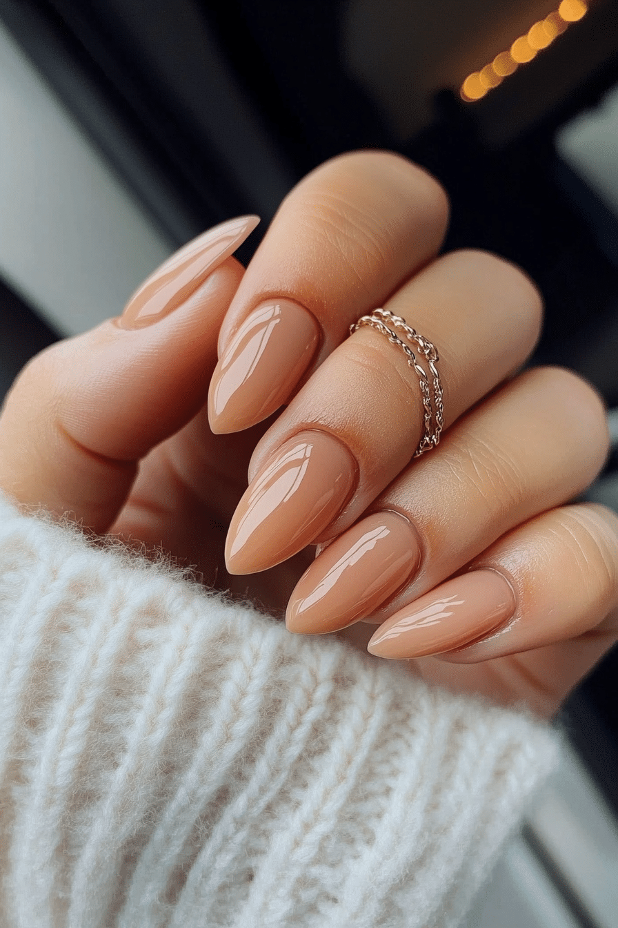 20. Soft Caramel Glow (Nail Design Ideas For Women Over 60) - Nail Design Ideas For Women Over 60