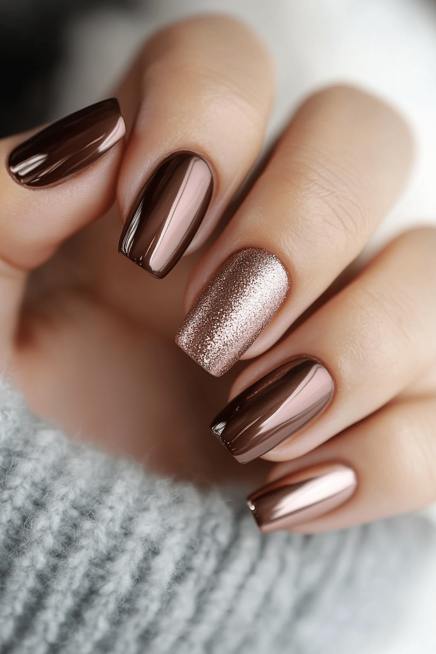 23. Metallic Rosewood Grace (Nail Design Ideas For Women Over 60) - Nail Design Ideas For Women Over 60