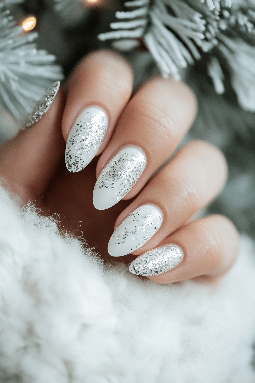 24. Snowy White with Silver Flecks (Nail Design Ideas For Women Over 60) - Nail Design Ideas For Women Over 60