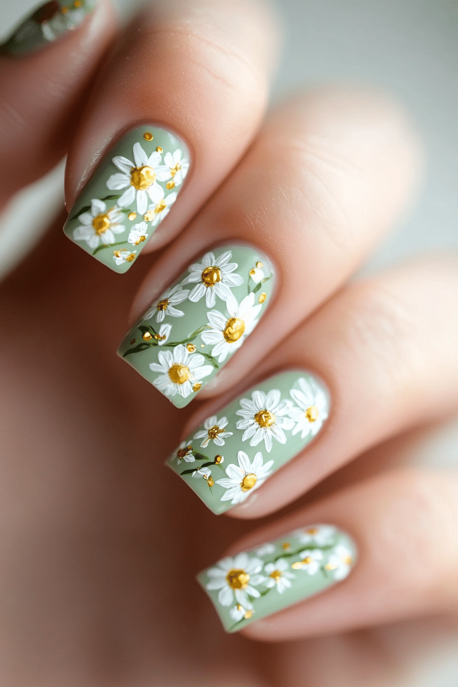 6. Daisy Chain Delight (Flower Nail Design Ideas) - Flower Nail Design Ideas