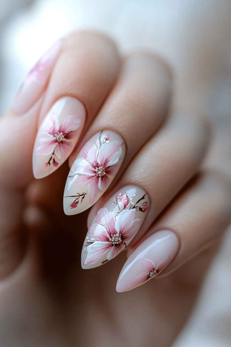 15. Magnolia Serenity (Flower Nail Design Ideas) - Flower Nail Design Ideas