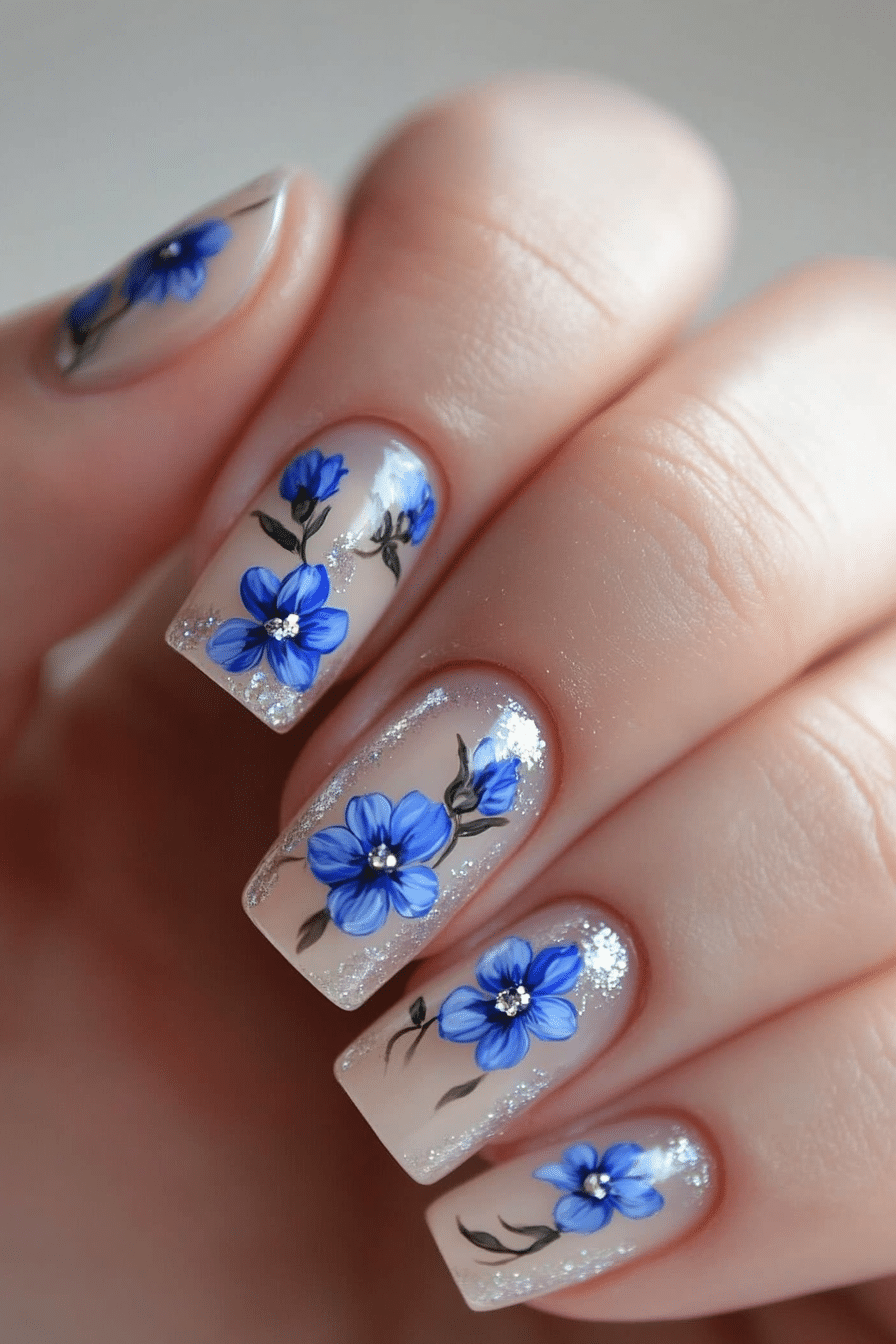 25. Cornflower Breeze (Flower Nail Design Ideas) - Flower Nail Design Ideas