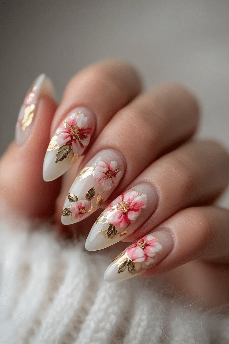 26. Camellia Garden Chic (Flower Nail Design Ideas) - Flower Nail Design Ideas