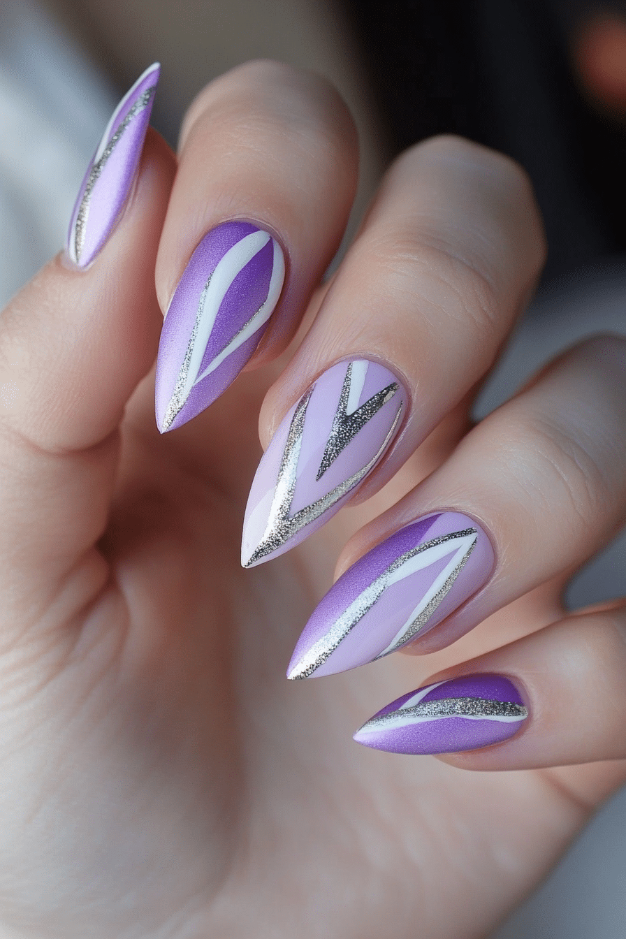 4. Lavender Lightning (Zig Zag Nail Design Ideas) - Zig Zag Nail Design Ideas