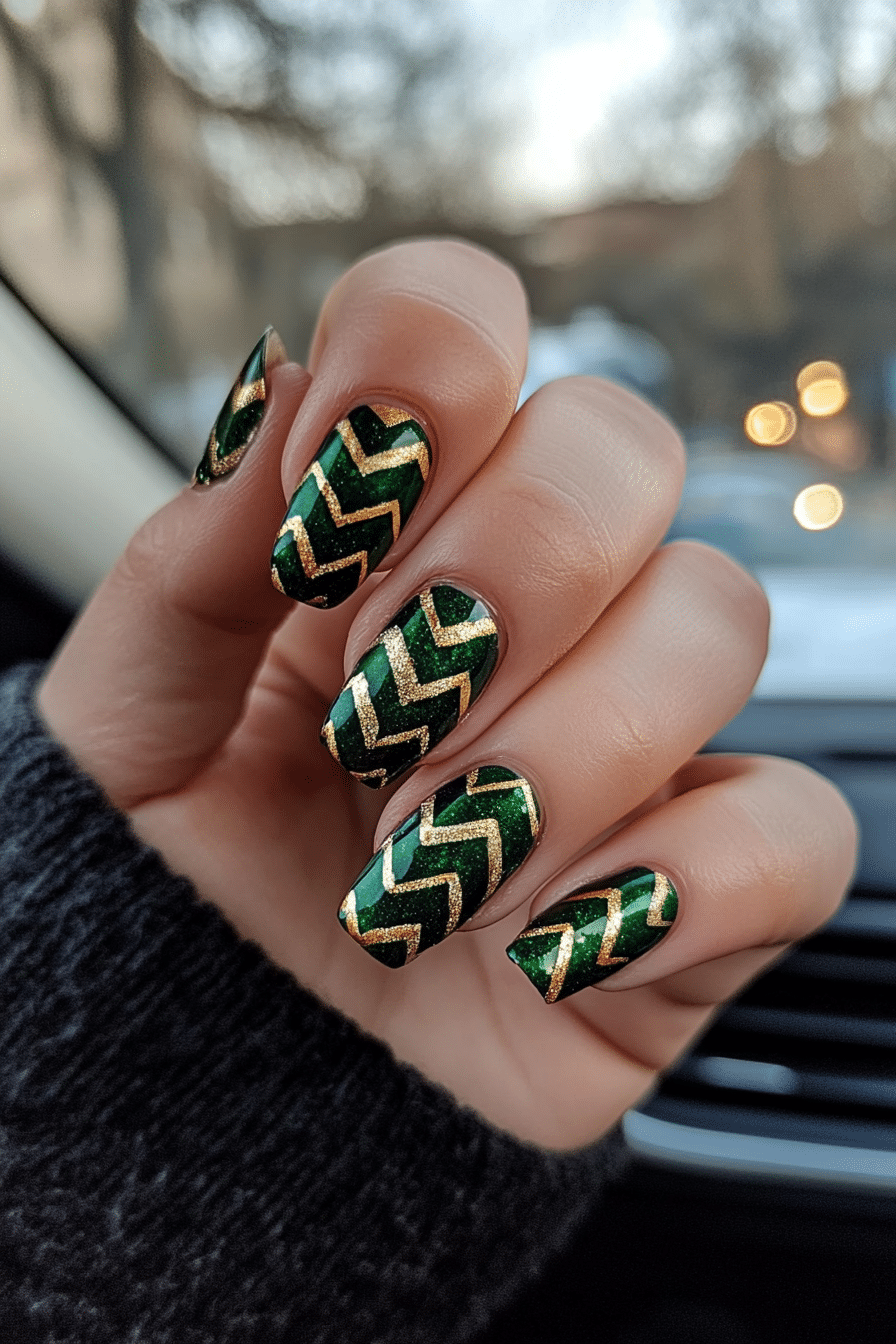 9. Lush Forest Vibes (Zig Zag Nail Design Ideas) - Zig Zag Nail Design Ideas