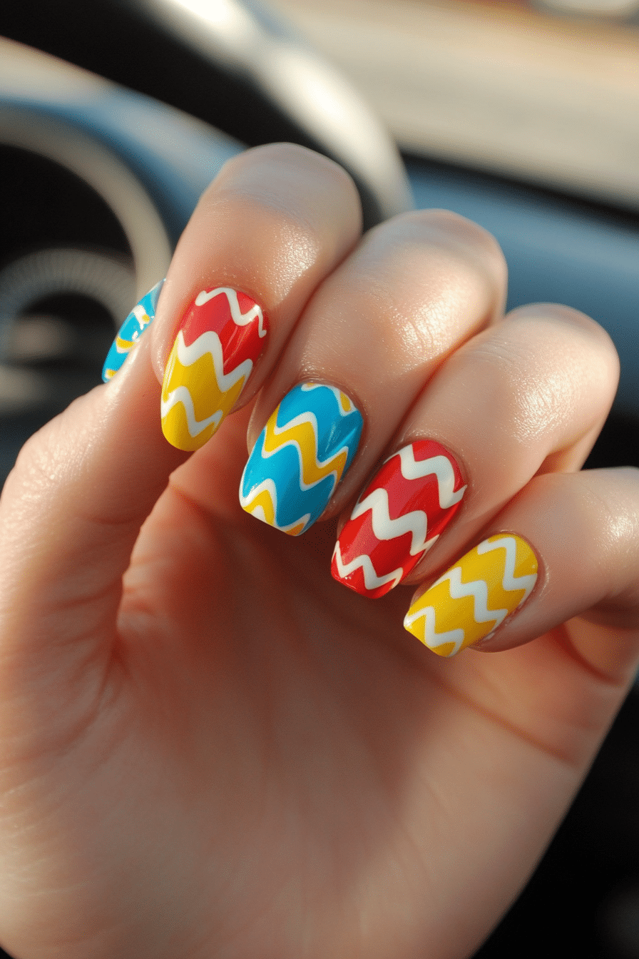 11. Retro Pop Art (Zig Zag Nail Design Ideas) - Zig Zag Nail Design Ideas