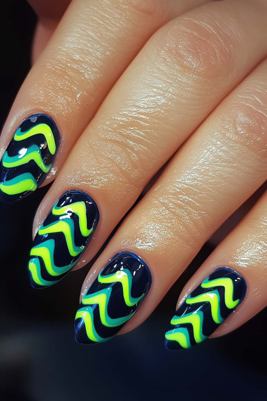 12. Midnight Glow (Zig Zag Nail Design Ideas) - Zig Zag Nail Design Ideas