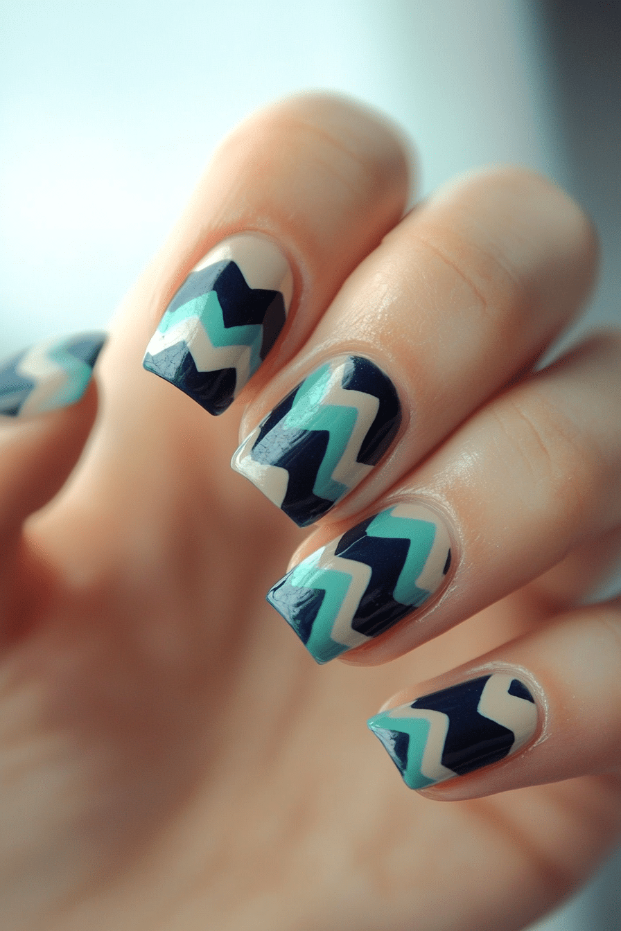 16. Oceanic Waves (Zig Zag Nail Design Ideas) - Zig Zag Nail Design Ideas