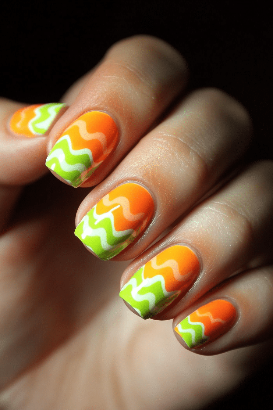 18. Citrus Pop (Zig Zag Nail Design Ideas) - Zig Zag Nail Design Ideas