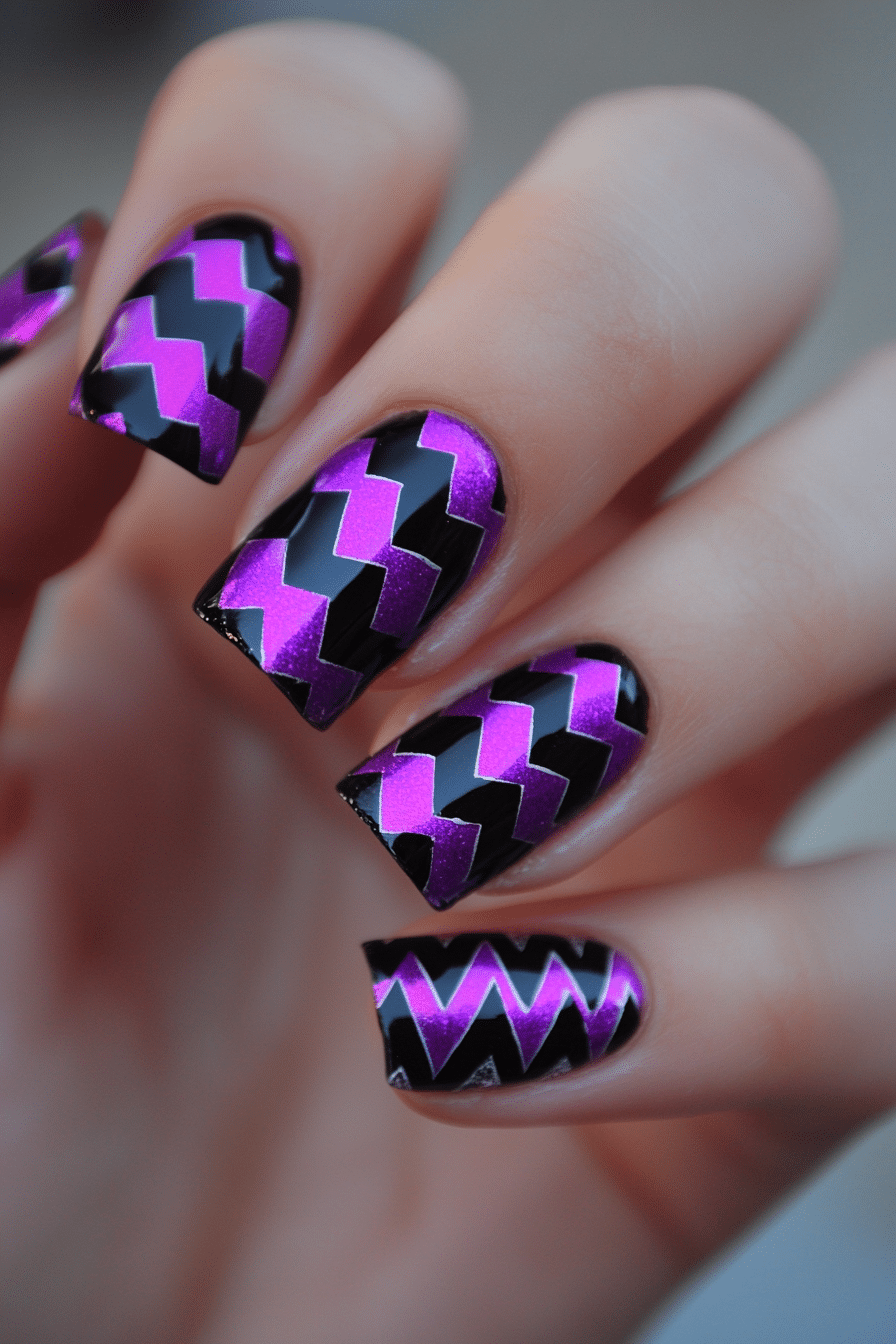 19. Electric Purple Pulse (Zig Zag Nail Design Ideas) - Zig Zag Nail Design Ideas