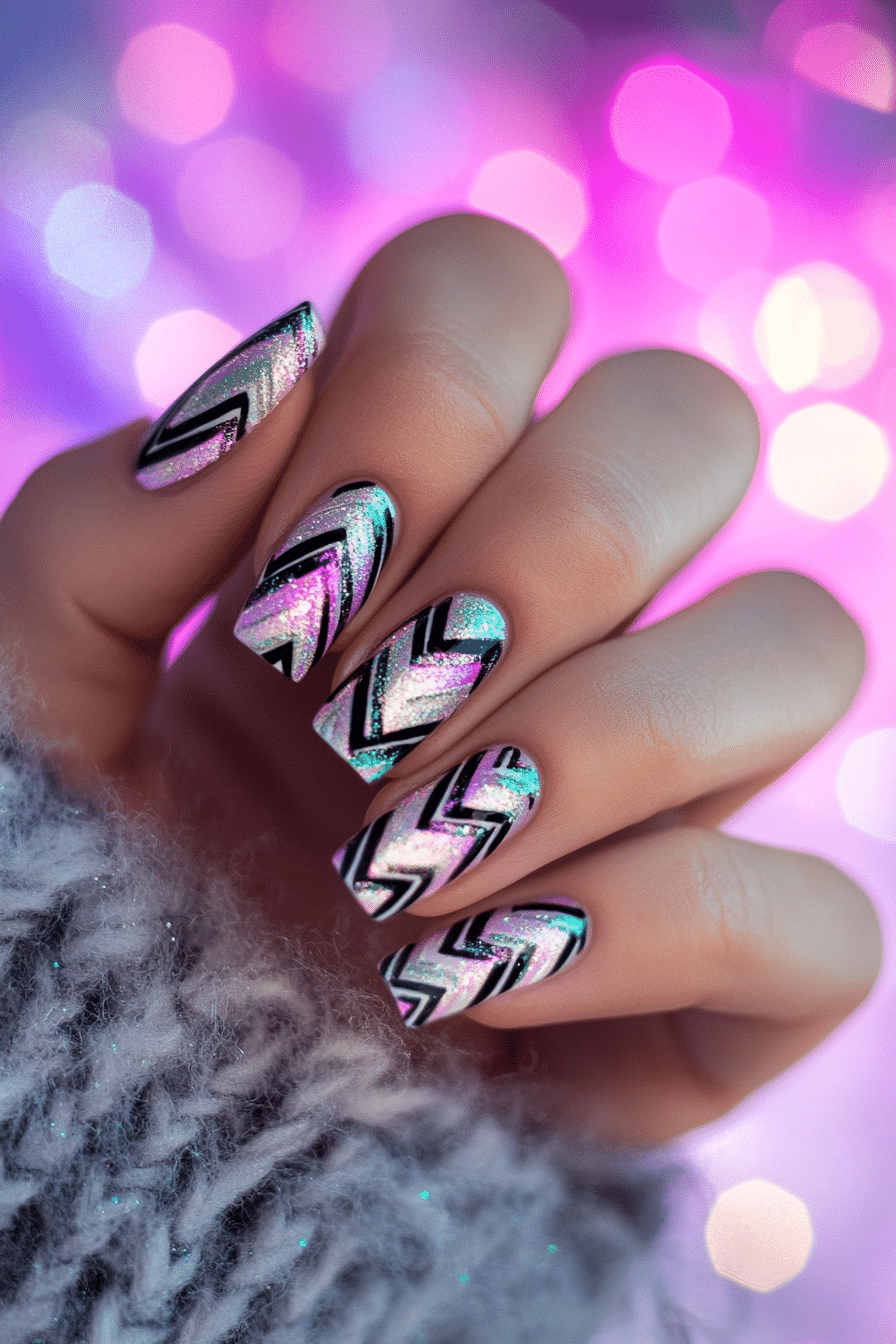 21. Cosmic Energy (Zig Zag Nail Design Ideas) - Zig Zag Nail Design Ideas