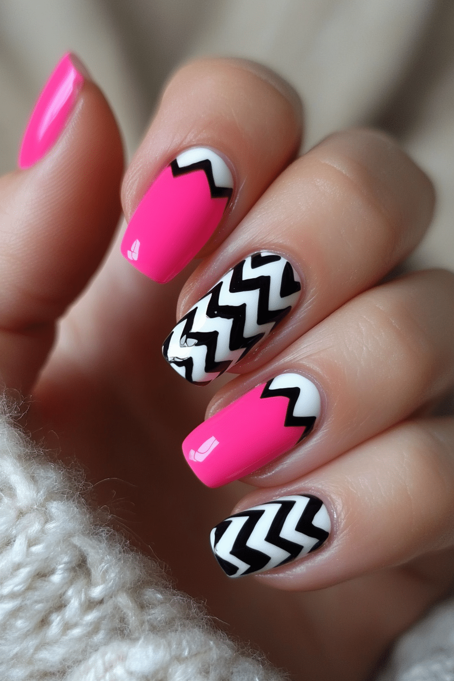 22. Fuchsia Edge (Zig Zag Nail Design Ideas) - Zig Zag Nail Design Ideas