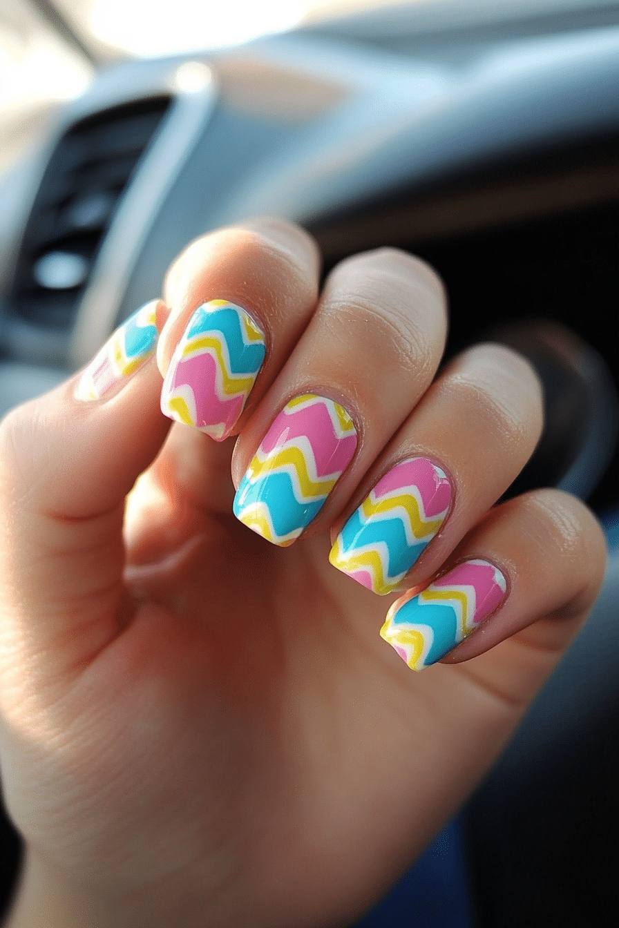 13. Candy Stripes (Zig Zag Nail Design Ideas) - Zig Zag Nail Design Ideas