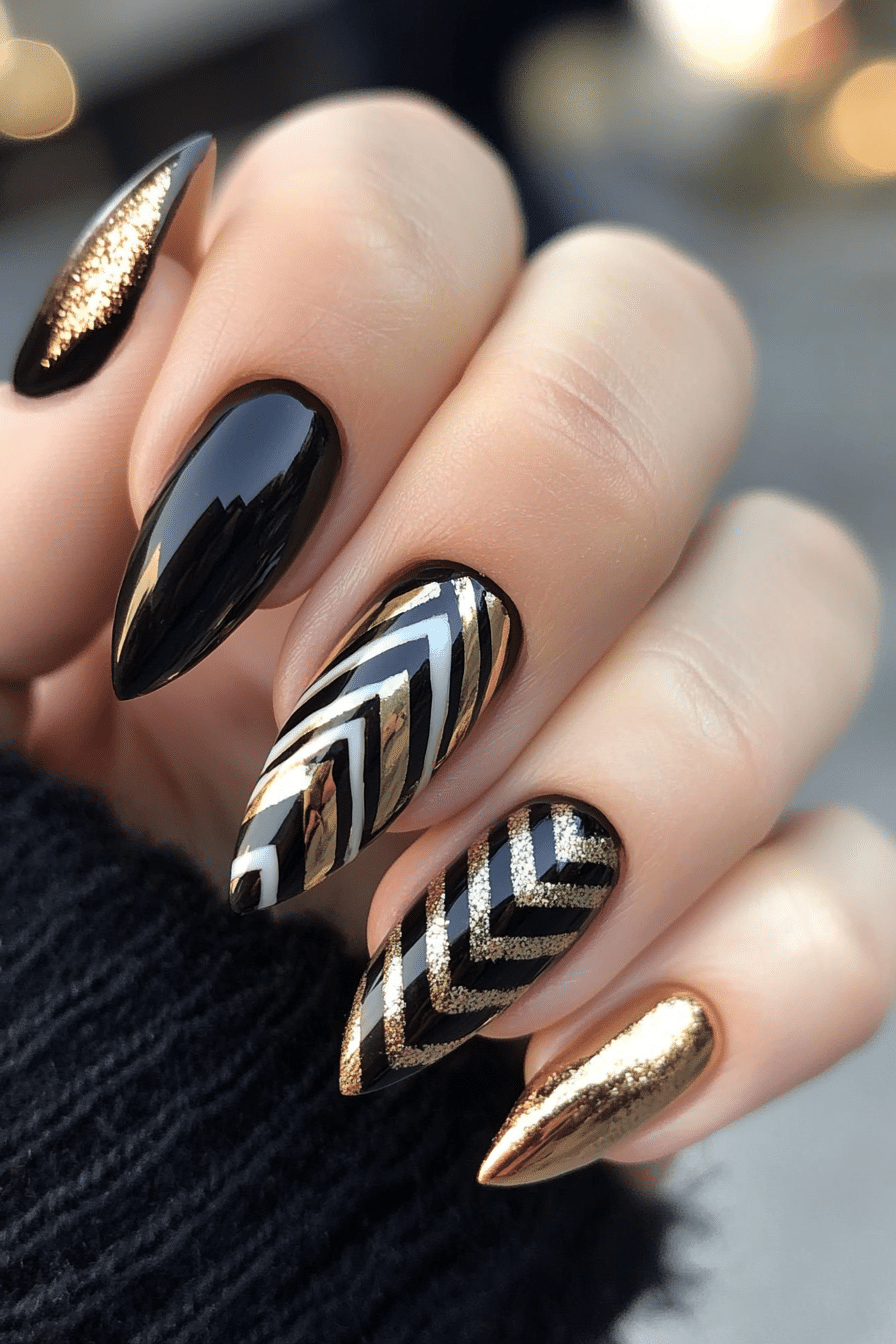 14. Metallic Luxe (Zig Zag Nail Design Ideas) - Zig Zag Nail Design Ideas