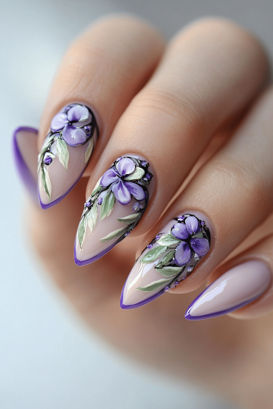 4. Lavender French with Glossy Finish (French Nail Design Ideas) - French Nail Design Ideas