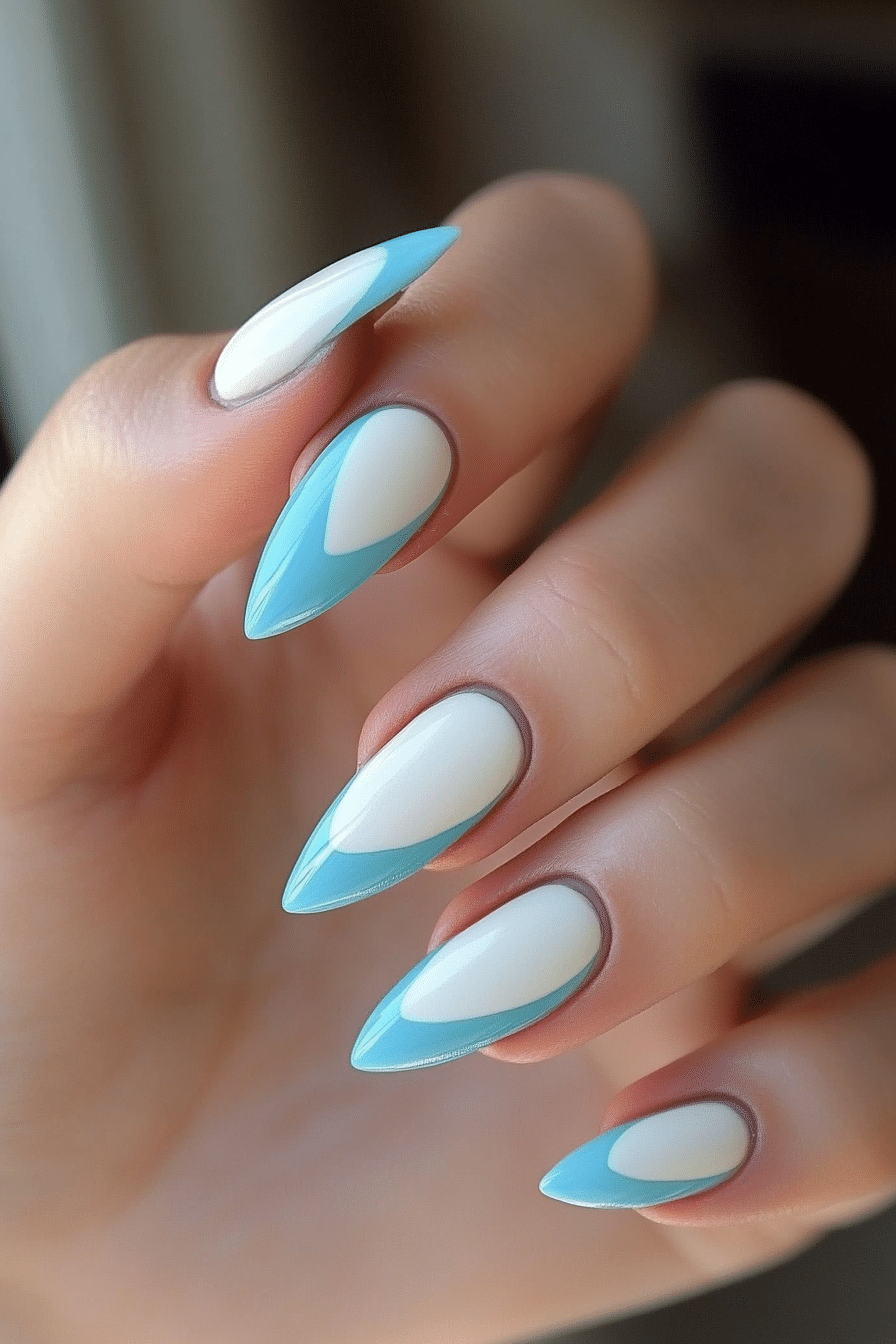 6. Baby Blue Side French (French Nail Design Ideas) - French Nail Design Ideas